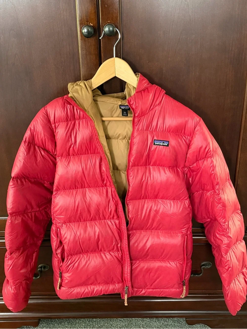 Patagonia Kids Hi Loft Down Sweater Hoody Touring Red